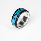 Carbon Fiber, Turquoise Web, Sterling Silver