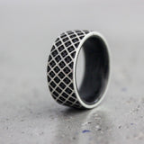 The Grid - Sterling Silver and Carbon Fiber Ring