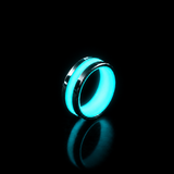 Apollo Lume Silver ring in aqua glow, super dark