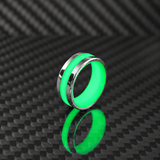 Apollo Lume Silver ring in green glow, daylight