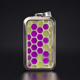 Professional Aqua and Purple titanium hexagon pendant daylight view