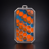 Professional Blue and Orange titanium hexagon pendant daylight view