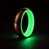 Luminescent Luxe 14K rose gold 5 mm ring with Ultimate Green liner with a powerful glow in deep darkness.