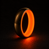 Luminescent Luxe 14K yellow gold 5 mm ring, Fire Glow, strong charged glow in deep darkness.