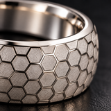 Macro detail of the polished and sand-cast honeycomb texture