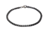 Blackened Sterling Silver Box Chain Bracelet