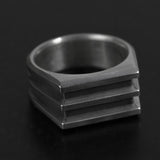 3 Blade Blackened Knife Edge Signet - Black Silver