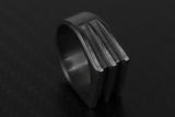3 Blade Blackened Knife Edge Signet - Black Silver