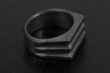 3 Blade Blackened Knife Edge Signet - Black Silver