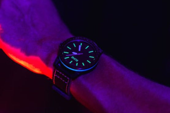 Cobalt Blue Automatic Rune Carbon Fiber Watch V2 - 5 Left