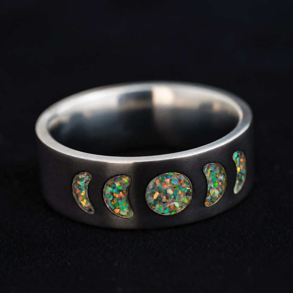 Moon Phase Titanium Rings