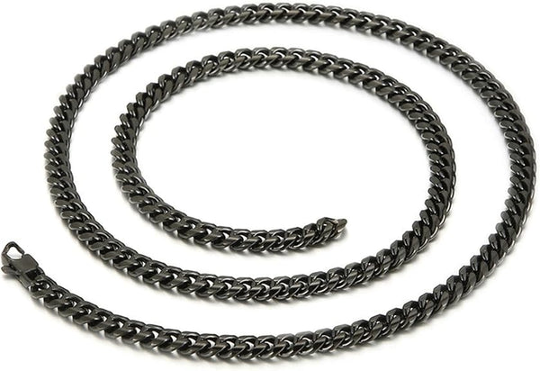 Black Stainless Steel Cuban or Curb Chain