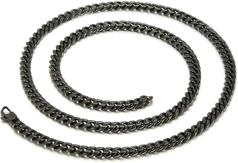 Black Stainless Steel Cuban or Curb Chain