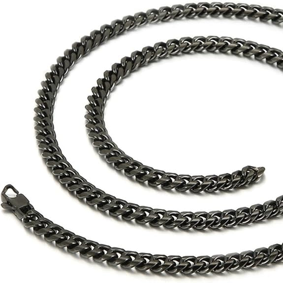 Black Stainless Steel Cuban or Curb Chain