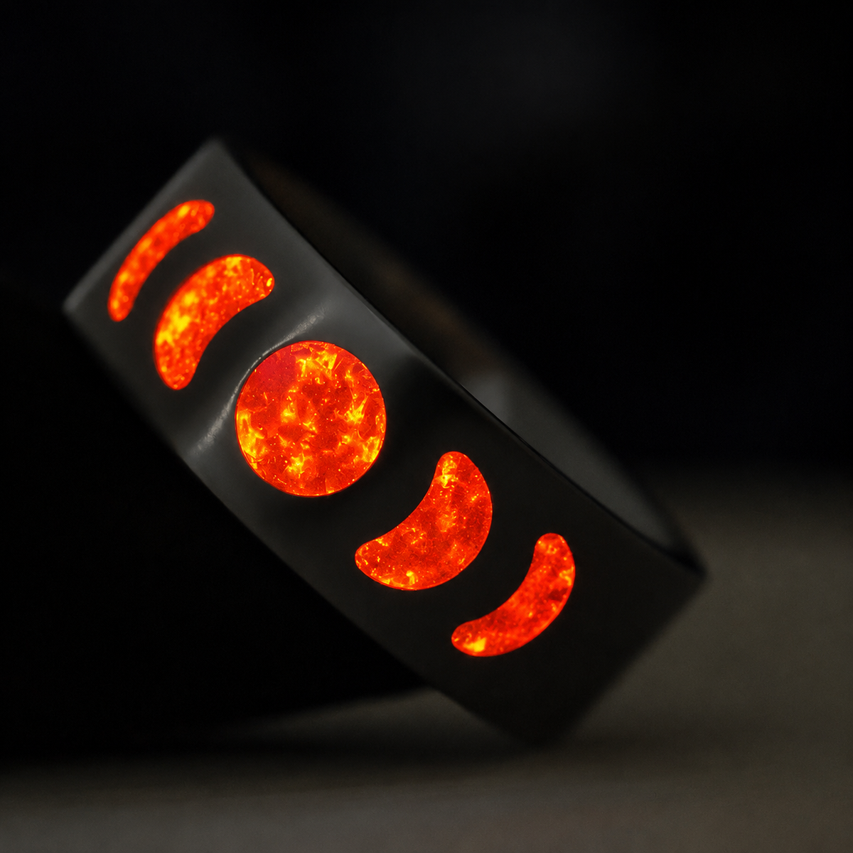 Moon Phase Titanium Rings