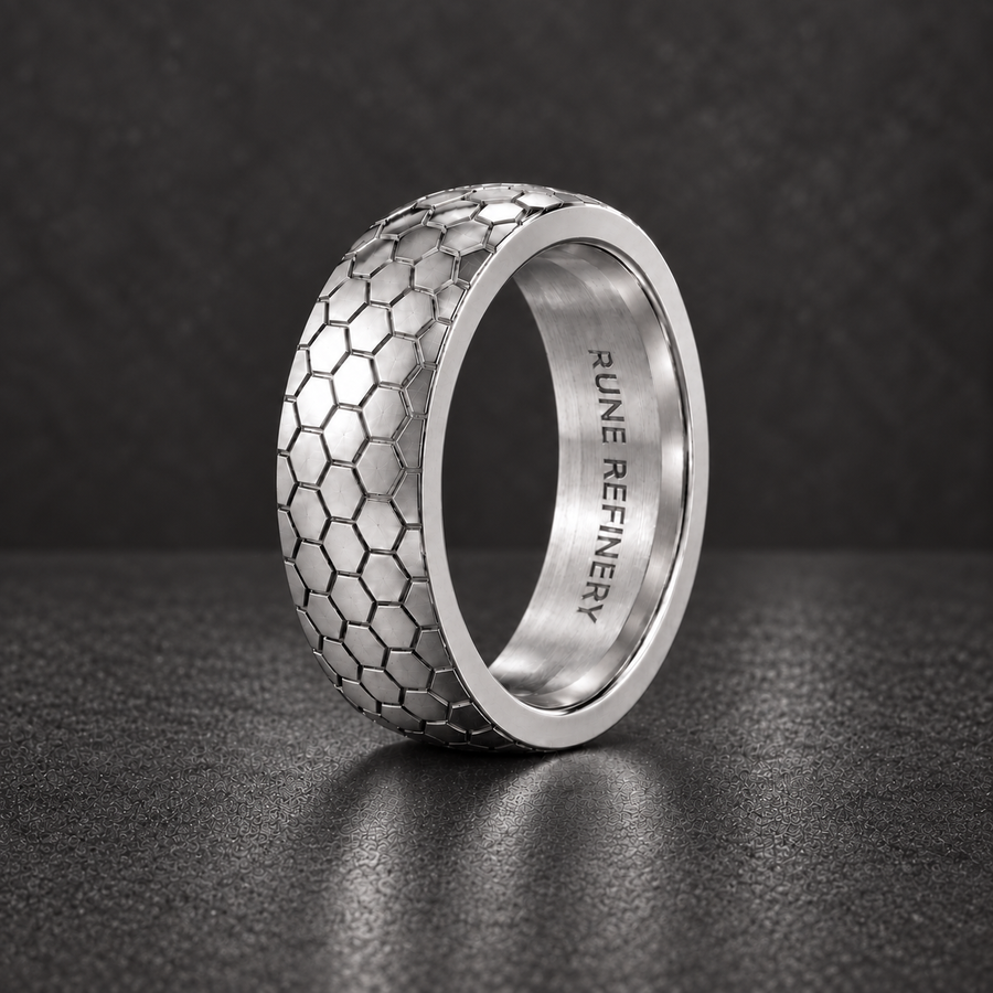 The Inverted Hive — Sterling Silver Honeycomb Ring