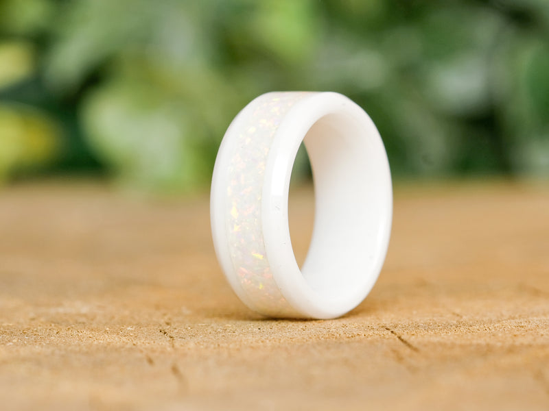 Pearl White - White Ceramic 8mm Ring - Size 7, 8, 8.5