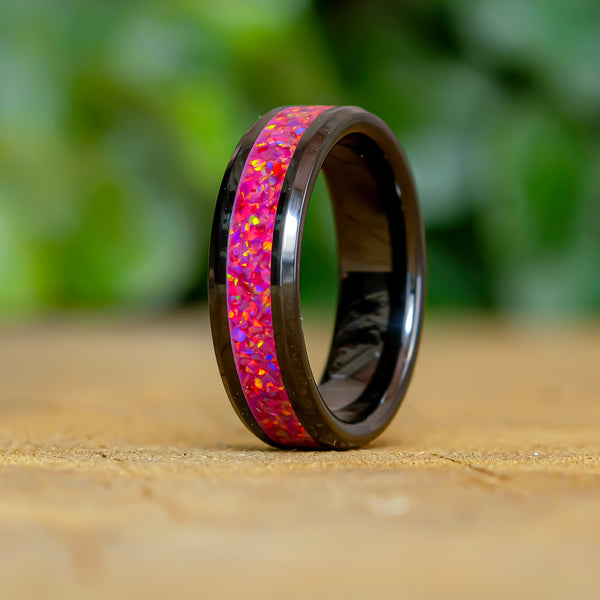 Pomegranate - Black Ceramic 6mm Ring - Size 7.5