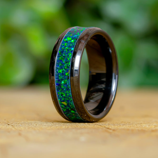 Deep Forest - Black Ceramic 8mm Ring - Size 8.5