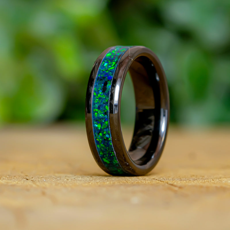 Deep Forest - Black Ceramic 6mm Ring - Size 7