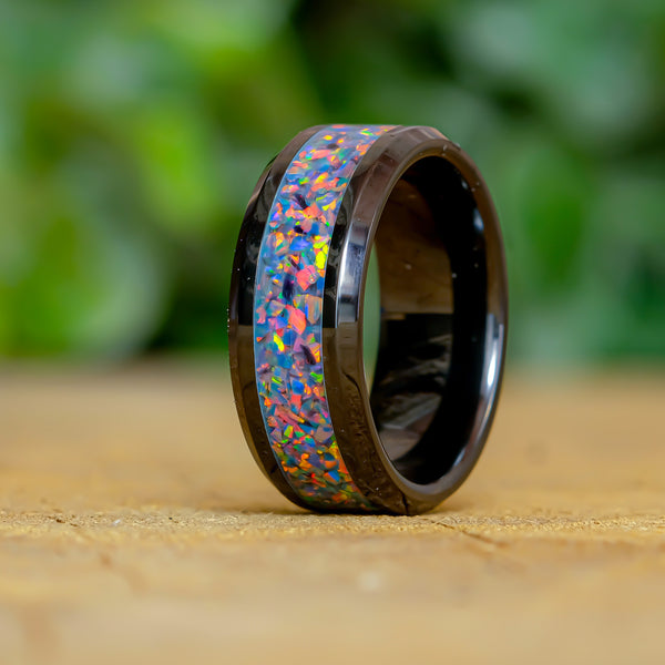 Comet Gray - Black Ceramic 8mm Ring - Size 7.5