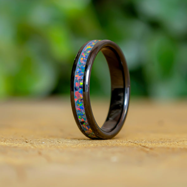 Comet Gray - Black Ceramic 4mm Ring - Size 7