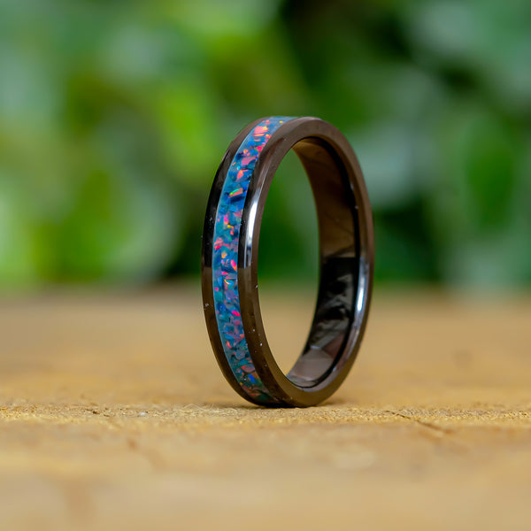 Cotton Candy - Black Ceramic 4mm Ring - Size 7