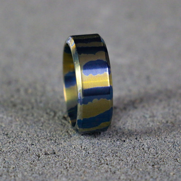 The Animal - Gold and Blue Anodized Titanium Band