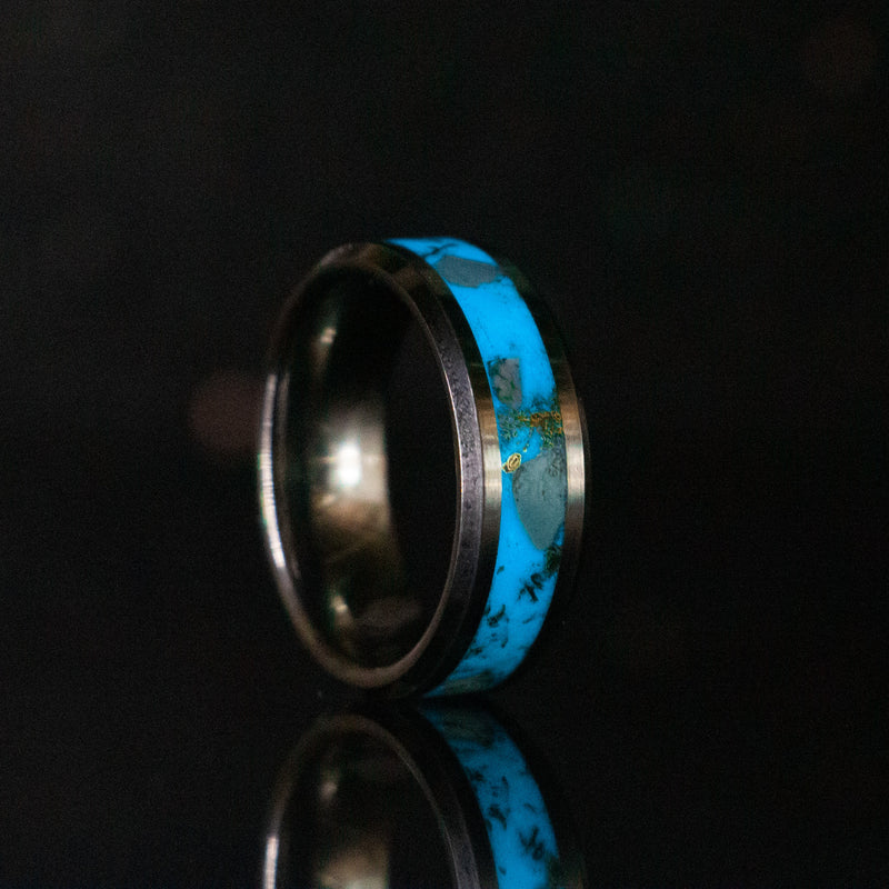 Custom Turquoise Crystal - 8mm Tungsten Ring