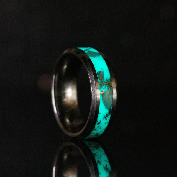 Custom Turquoise Crystal - 8mm Tungsten Ring