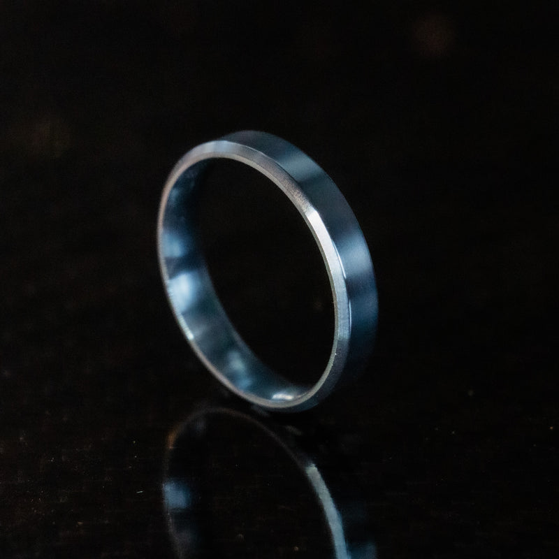 Ice Blue Titanium Beveled Slim Band