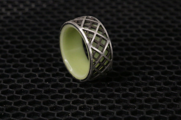 Size 13.5 Sterling Silver Matrix Grid Ring