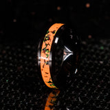 Black Opal Fire Glow - Black Ceramic Ring