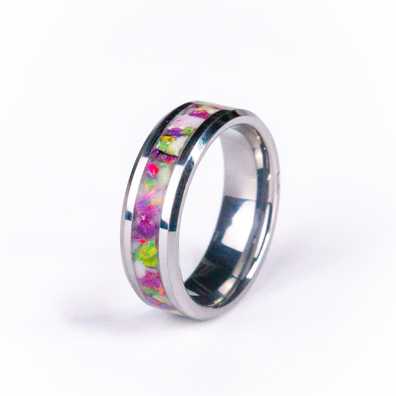 Joker Opal Luminescent - 8mm Tungsten Ring