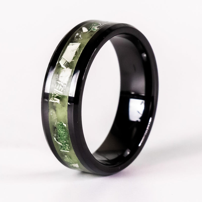 Money Inlay Ring V2 - 8mm Black Ceramic Ring