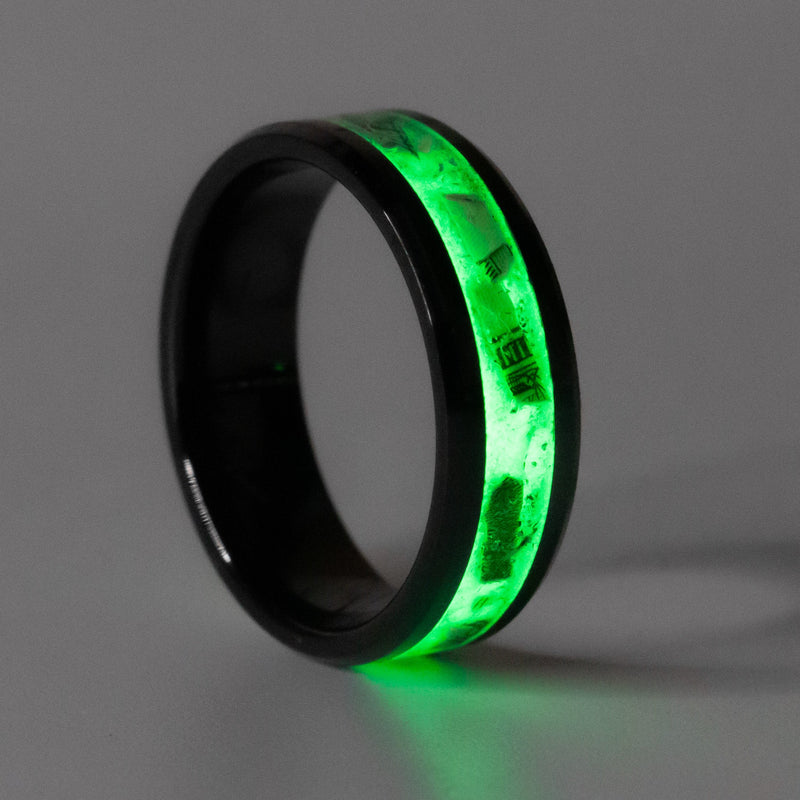 Custom Money Inlay Ring V2 - Black Ceramic Ring