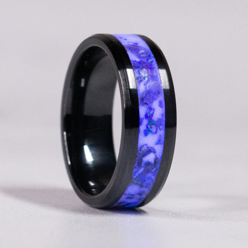 Amethyst + Opal Energy - Black Ceramic Ring