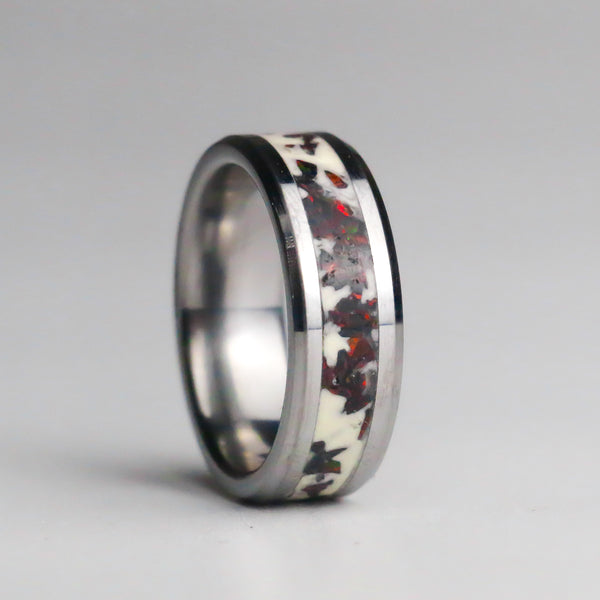 Phantom Fire Opal - Tungsten 8mm Ring