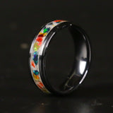 The Autumn Opal Ring - 8mm Black Ceramic Ring