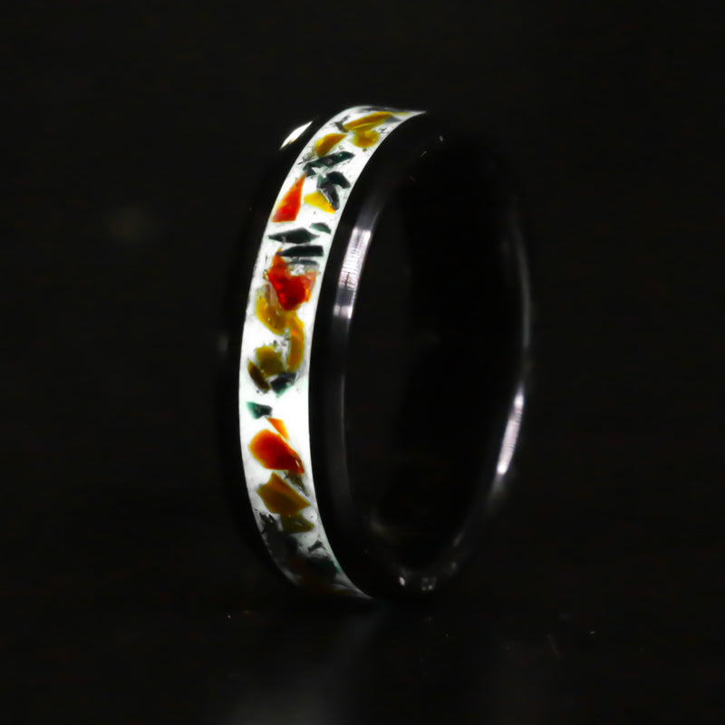 The Autumn Opal Ring - 8mm Black Ceramic Ring