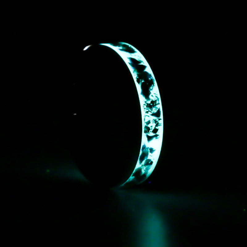 Black Emerald Meteorite - 8mm Tungsten Ring