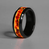 The Crimson Noir - 8mm Ceramic Red Opal Ring