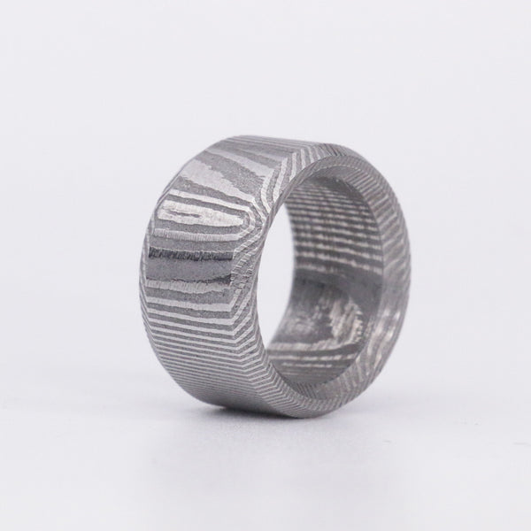 Etched Damascus Steel Broad Band - Size 9.5