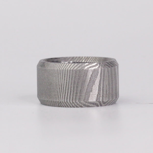 Etched Damascus Steel Broad Band - Size 9.5