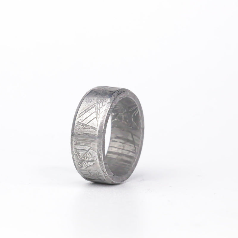 Size 6.5 etched muonionalusta meteorite ring