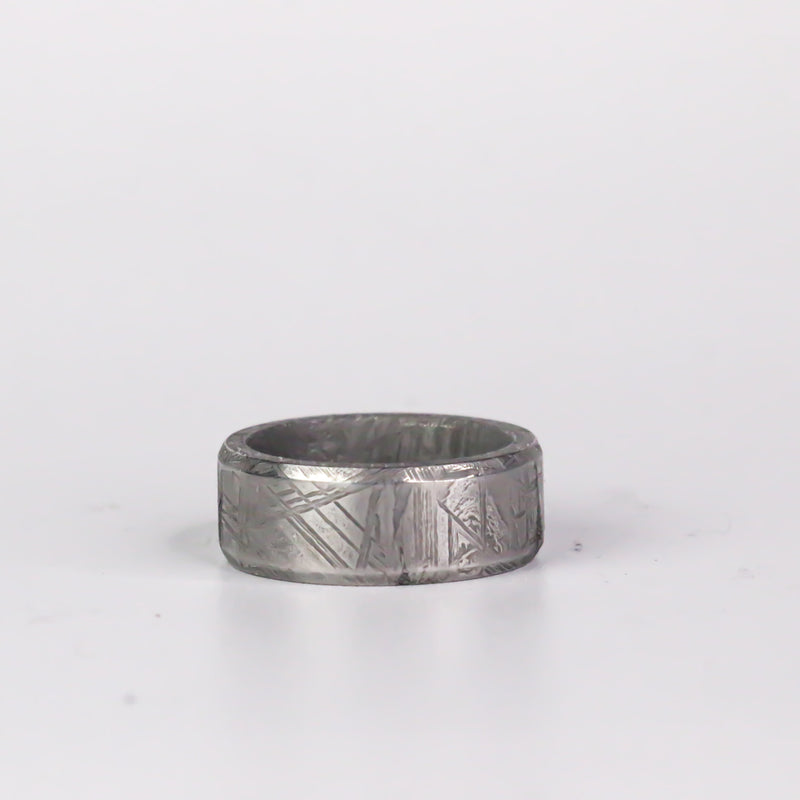 Size 6.5 etched muonionalusta meteorite ring