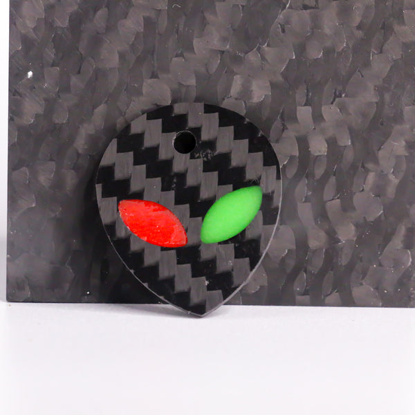 Red and green carbon fiber alien keychain