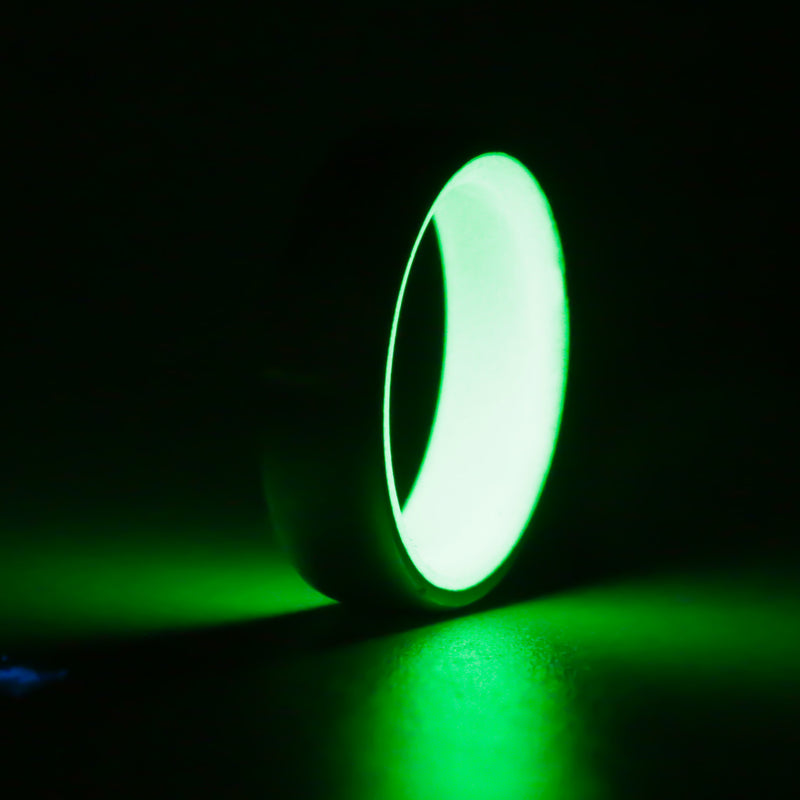 Brushed Sterling Silver with Green Glow - Size 10