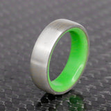 Brushed Sterling Silver with Green Glow - Size 10