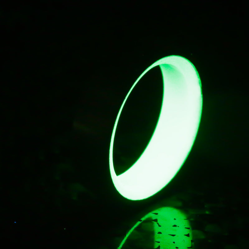 Brushed Sterling Silver with Green Glow - Size 10